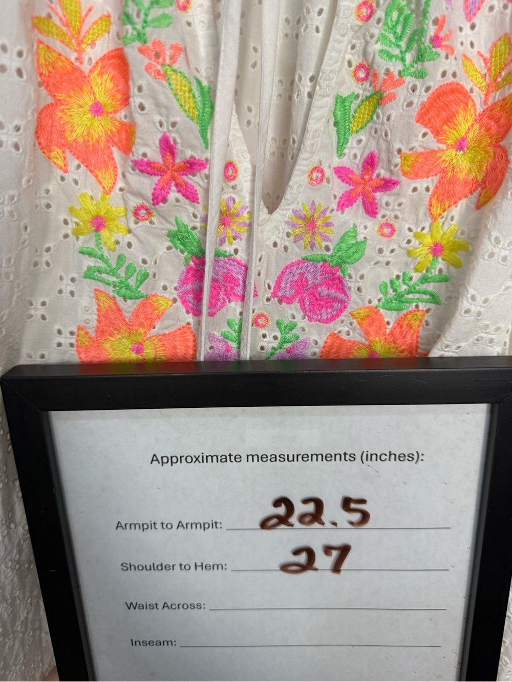Lilly Pulitzer Morgain White Eyelet Top Pink Orange Floral Embroidery Large - Picture 4 of 7